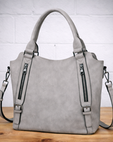 Damen Alltag Handtasche aus Kunstleder in Grau