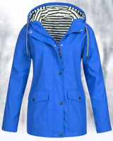 Carolin | Damen Jacke mit Kapuze, Reißverschluss und Fronttaschen in Blau