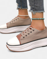 Gudrun | Damen Trendige Sneaker mit Rundspitze in Braun
