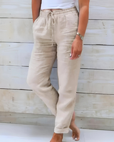 Lorinne - Leinenhose mit Stretchanteil in Beige