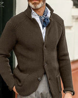 Eiro | Herren Zeitlose Strukturierte Strickjacke in Kaffee