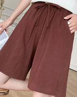 Greta | Weite Leinenhose in Braun