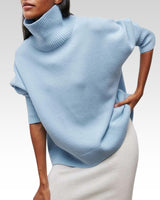 Amelia | Eleganter Strick-Dolcevita-Pullover in Pastellblau
