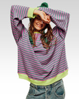 Mana | Gestreifter Oversize-Pullover in Grün & Rosa