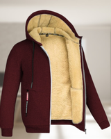 Sadi - Lässige Herren Winterjacke mit Kapuze und Fleece in Weinrot