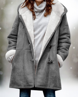 Vania Fleece Wildlederjacke mit halblanger Kapuze in Grau