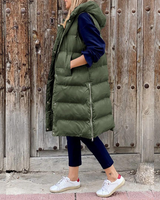 GENA™ -  Lange Modische Jacke mit Kapuze in Armee grün