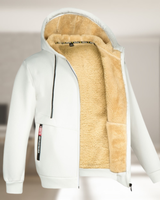 Sadi - Lässige Herren Winterjacke mit Kapuze und Fleece in Weiß