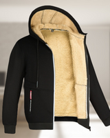 Carie | Lässige Herren Winterjacke mit Kapuze und Fleece in Schwarz