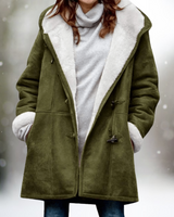Vania Fleece Wildlederjacke mit halblanger Kapuze in Grün