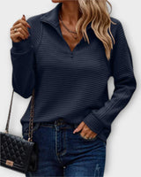 Romena - Pullover Mit Kragen Und Reißverschluss in Blau