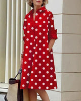 Maris – Lässiges Kleid mit Taschen in Rot / Weiß