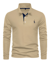 Antoine - Langärmeliges Herren-Poloshirt für den Alltag in Khaki