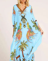 Weites Knöchel-Kaftan - Luana in Blau