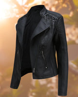 Mandy Noir Lederjacke im Biker-Style in Schwarz
