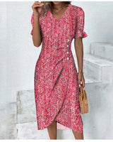 Bliss | Kurzärmeliges Kleid mit Blumendruck in Rosa