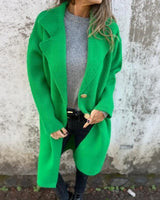 Eclair™ Mantel aus Gebürsteter Wolle mit Strukturiertem Revers und Klassischen Knöpfen / Zeitlose Eleganz, die mit Stil und Persönlichkeit Wärmt! in Grün