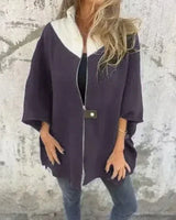 Georgia Flair™ Mantel mit kontrastierendem Kragen und lockerer Passform / Urbane Eleganz in ihrer authentischsten Form! in Lila