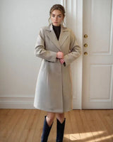 Lady Luxe™ Mantel mit Samtfutter / Ein eleganter Klassiker, der mit Charme wärmt! in Khaki