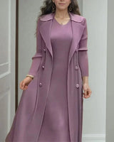 Valena™-Kleid mit Schicker, überlagerter Langjacke / Für Stilbewusste Frauen, die Wert auf Stil, Funktionalität und Ausstrahlung Legen! in Lila