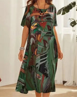 Kunstgalerie™ Kleid mit zeitgenössischem abstraktem Print / Der Stil, der Sie in ein Kunstwerk verwandelt! in Grün