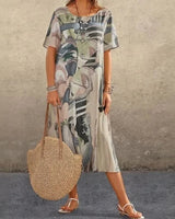 Kunstgalerie™ Kleid mit zeitgenössischem abstraktem Print / Der Stil, der Sie in ein Kunstwerk verwandelt! in Grau
