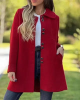 Rom™ Mantel aus hochwertiger gekämmter Wolle mit eleganten Knöpfen / Italienische Raffinesse mit makellosem Schnitt! in Rot