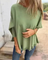 [🔥2 ZUM PREIS VON 1🔥] Giulia™ Oberteil aus hochwertigem, weichem Fleece mit Fledermausärme und Spitzenbesatz am Saum / Eleganter Komfort mit femininer Note! in Grün / Schwarz