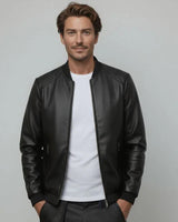 Maverick™ Jacke aus hochwertigem Leder mit minimalistischem Schnitt / Das Must-have für den stilbewussten Mann! in Schwarz