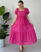 Bella™-Kleid aus strukturierter Viskose mit Prinzessinnenärmeln / Leichtigkeit, Charme und Feminität in jeder Bewegung in Pink