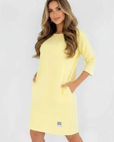 Daily™-Kleid aus Comfort-Strick mit 3/4-Ärmeln / Das elegante Basic, das die Figur vorteilhaft betont, ohne einzuengen! in Gelb