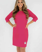 Daily™-Kleid aus Comfort-Strick mit 3/4-Ärmeln / Das elegante Basic, das die Figur vorteilhaft betont, ohne einzuengen! in Pink