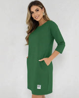 Daily™-Kleid aus Comfort-Strick mit 3/4-Ärmeln / Das elegante Basic, das die Figur vorteilhaft betont, ohne einzuengen! in Grün