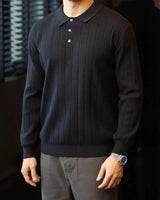 Valenor™ Polohemd aus gerippter Premium-Viskose / Souveräne Eleganz für Männer mit Ausstrahlung in Schwarz