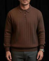 Valenor™ Polohemd aus gerippter Premium-Viskose / Souveräne Eleganz für Männer mit Ausstrahlung in Braun