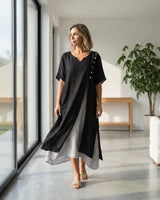 Premium Viskose Miami™ Kleid mit Stilvollem Seitenschlitz in Schwarz