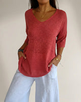 Carmim™ Bluse aus weichem Strick mit strukturierter Masche in Rot