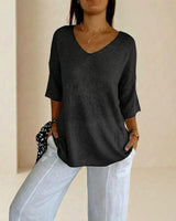 Carmim™ Bluse aus weichem Strick mit strukturierter Masche in Schwarz