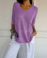 Carmim™ Bluse aus weichem Strick mit strukturierter Masche in Lila