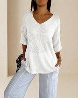 Carmim™ Bluse aus weichem Strick mit strukturierter Masche in Weiß