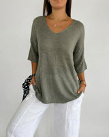 Carmim™ Bluse aus weichem Strick mit strukturierter Masche in Grau