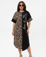 Lille™ Kleid aus leichter Viskose mit Animal-Print-Details in Leopardenmuster