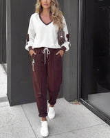 Havanna™ Set mit V-Ausschnitt-Bluse und modernem Look in Weiß