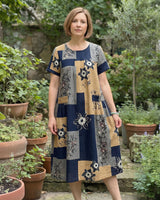 Antonella™ Fließendes Kleid im Barockstil / Eleganter Komfort für jeden Anlass in Detailliertes Blau
