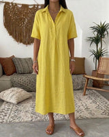 Bianca™ Kleid mit Klassischem Kragen und Knöpfen Vorne in Gelb