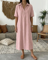 Bianca™ Kleid mit Klassischem Kragen und Knöpfen Vorne in Hellrosa