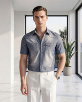 Vittorio™ Slim Fit Denim-Hemd mit Premium-Waschung in Grau
