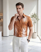 Vittorio™ Slim Fit Denim-Hemd mit Premium-Waschung in Braun