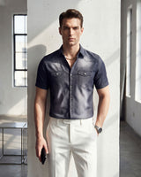 Vittorio™ Slim Fit Denim-Hemd mit Premium-Waschung in Schwarz