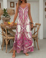 Aruba™ Maxi-Kleid mit ornamentalem Print und feinen Trägern in Rosa